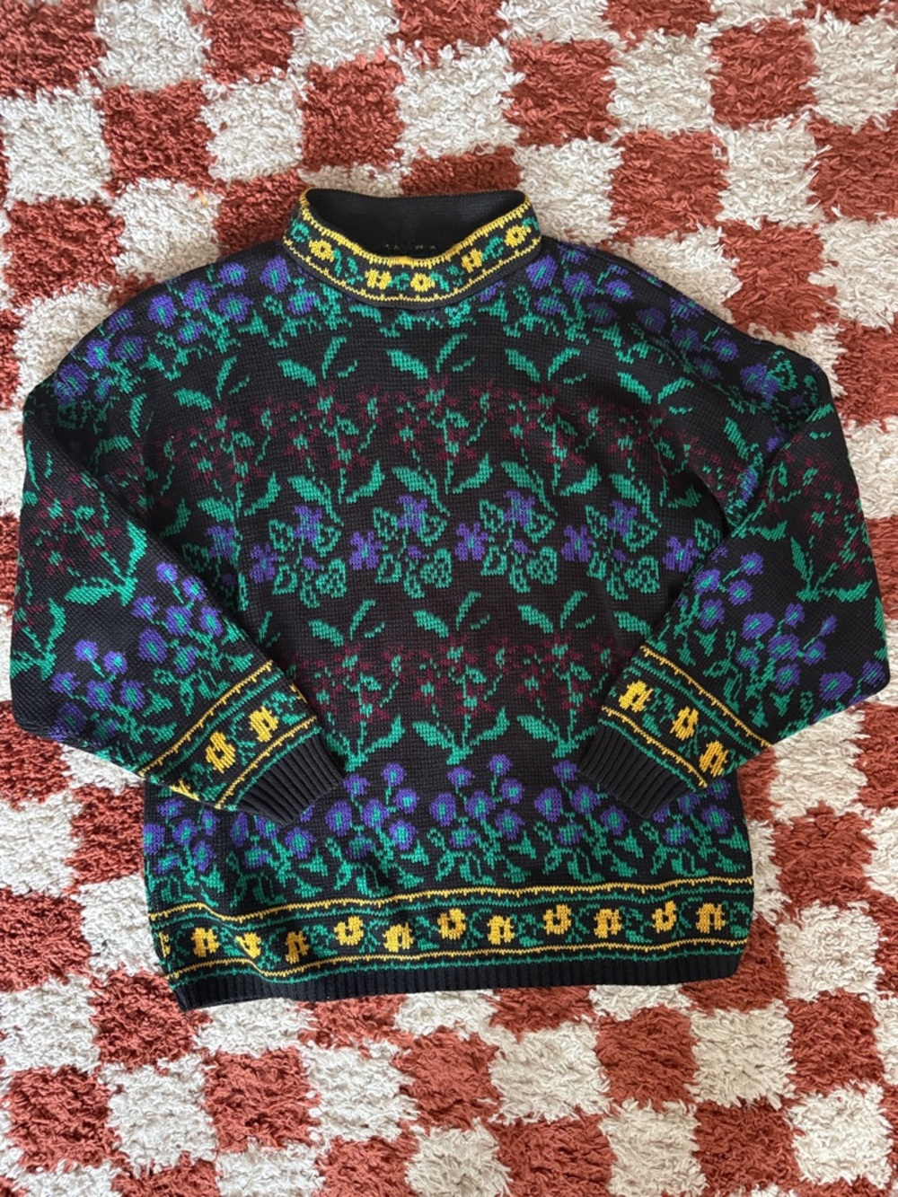 Vintage floral mockneck sweater